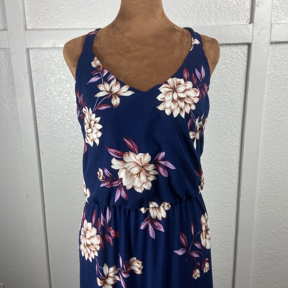 Nine Britton Navy Floral Maxi Dress with Strappy Back — Size Small - Picture 2 of 9